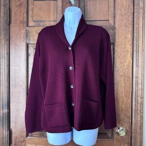 Talbots Maroon Cardigan Sweater w/Patch Pockets Large